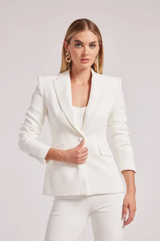 Aimee Crepe Blazer - White sold by French Cuff