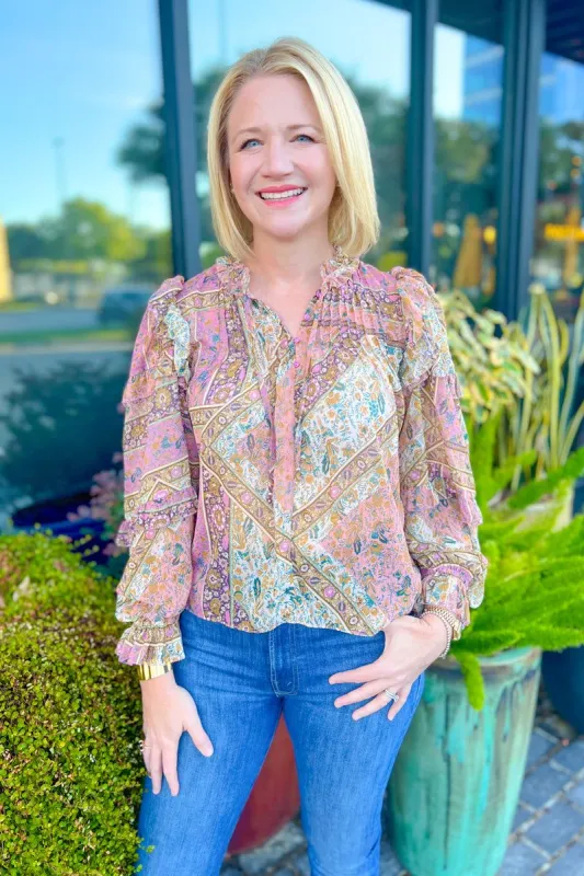 Mauve Printed Blouse sold by French Cuff
