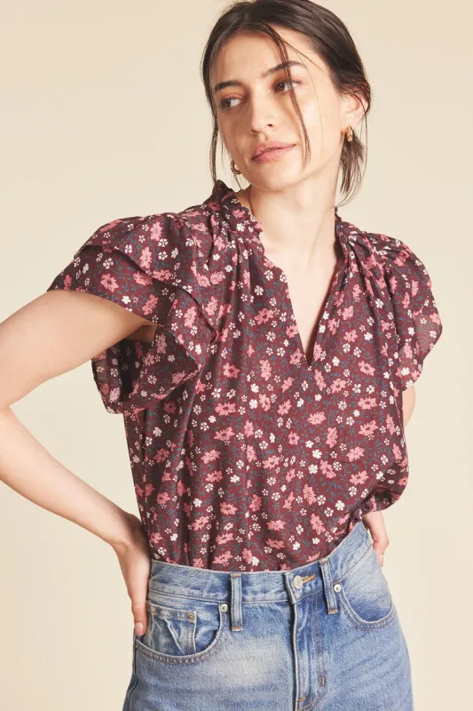 Clover Blouse- Plum Blossom sold by French Cuff