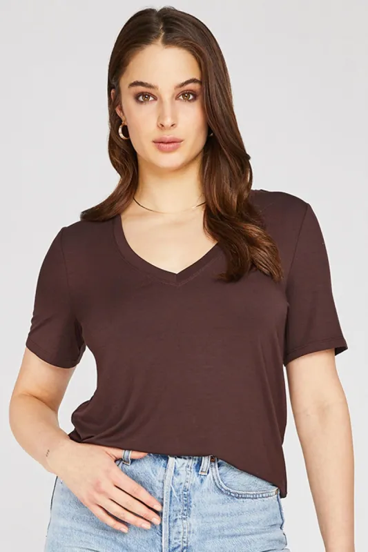 Lewis V-Neck Tee - Java sold by French Cuff