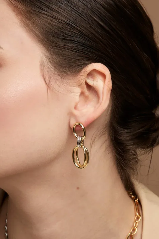 Two-Tone Oval Link Drop Earrings sold by French Cuff