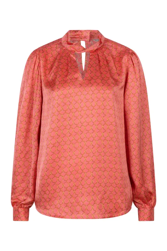 Blouse Front Tie Mini Chain Print sold by French Cuff