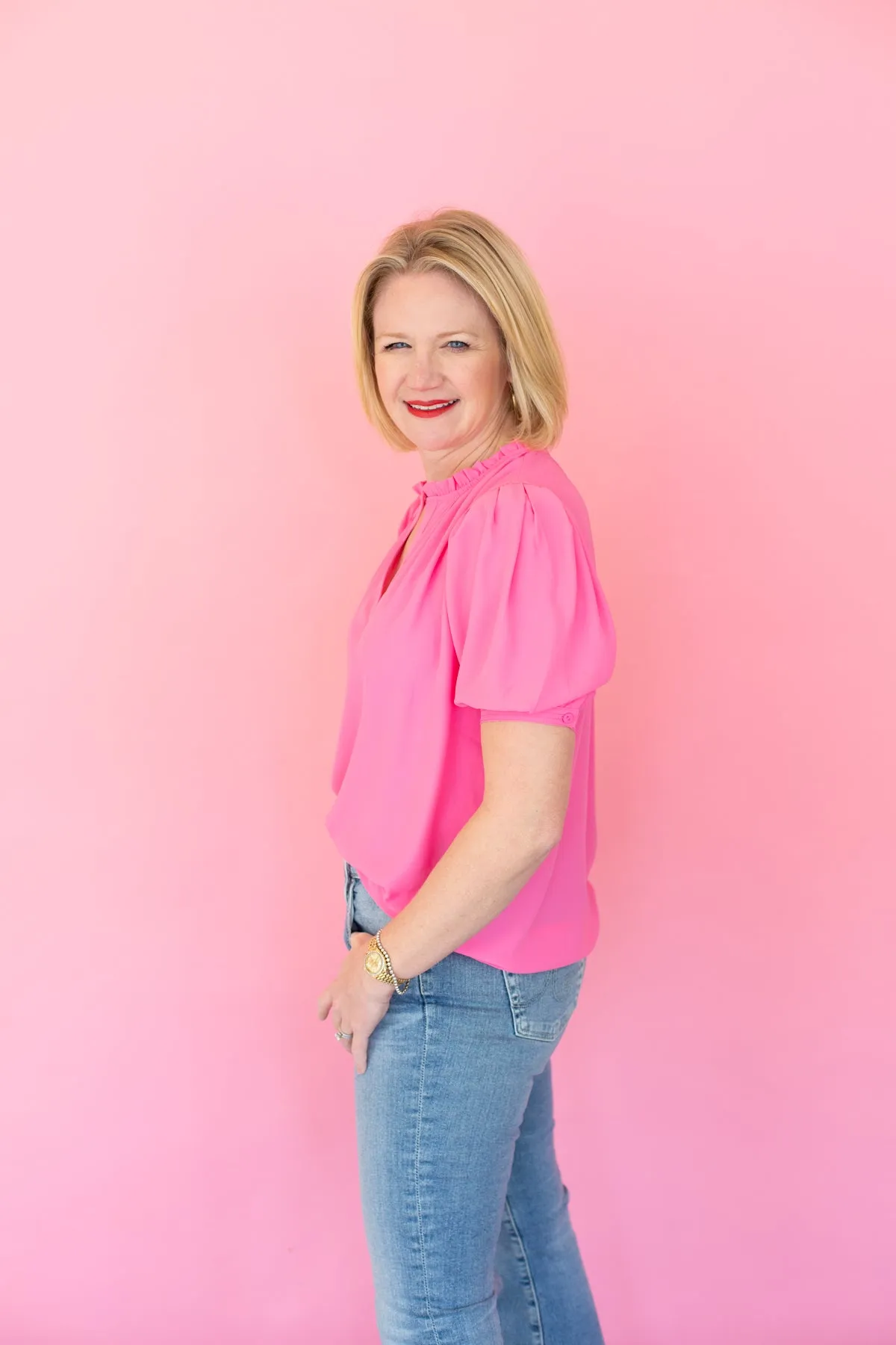 V-neck Short Sleeve Blouse sold by French Cuff product image thumbnail 5