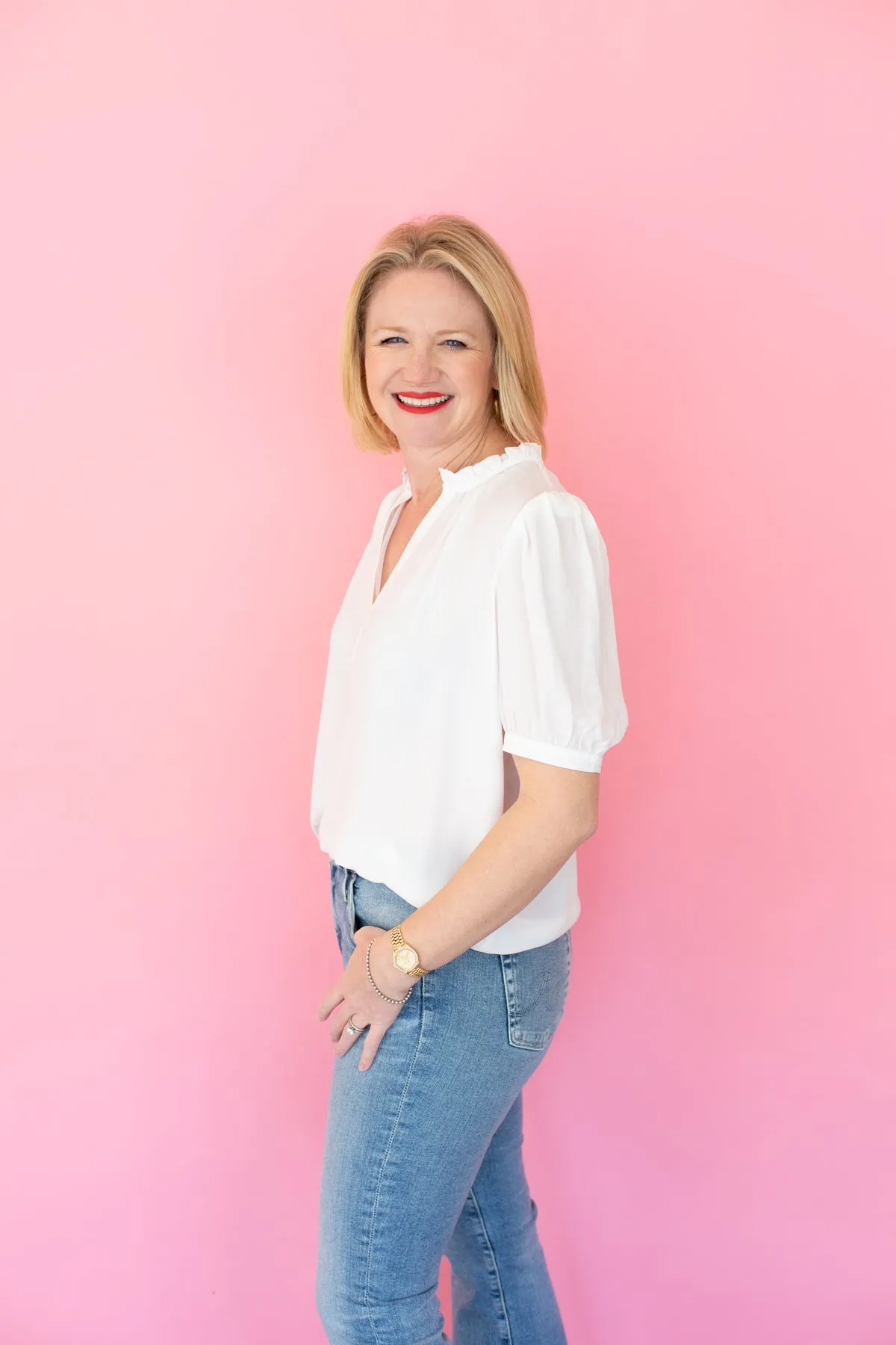 V-neck Short Sleeve Blouse sold by French Cuff product image thumbnail 2