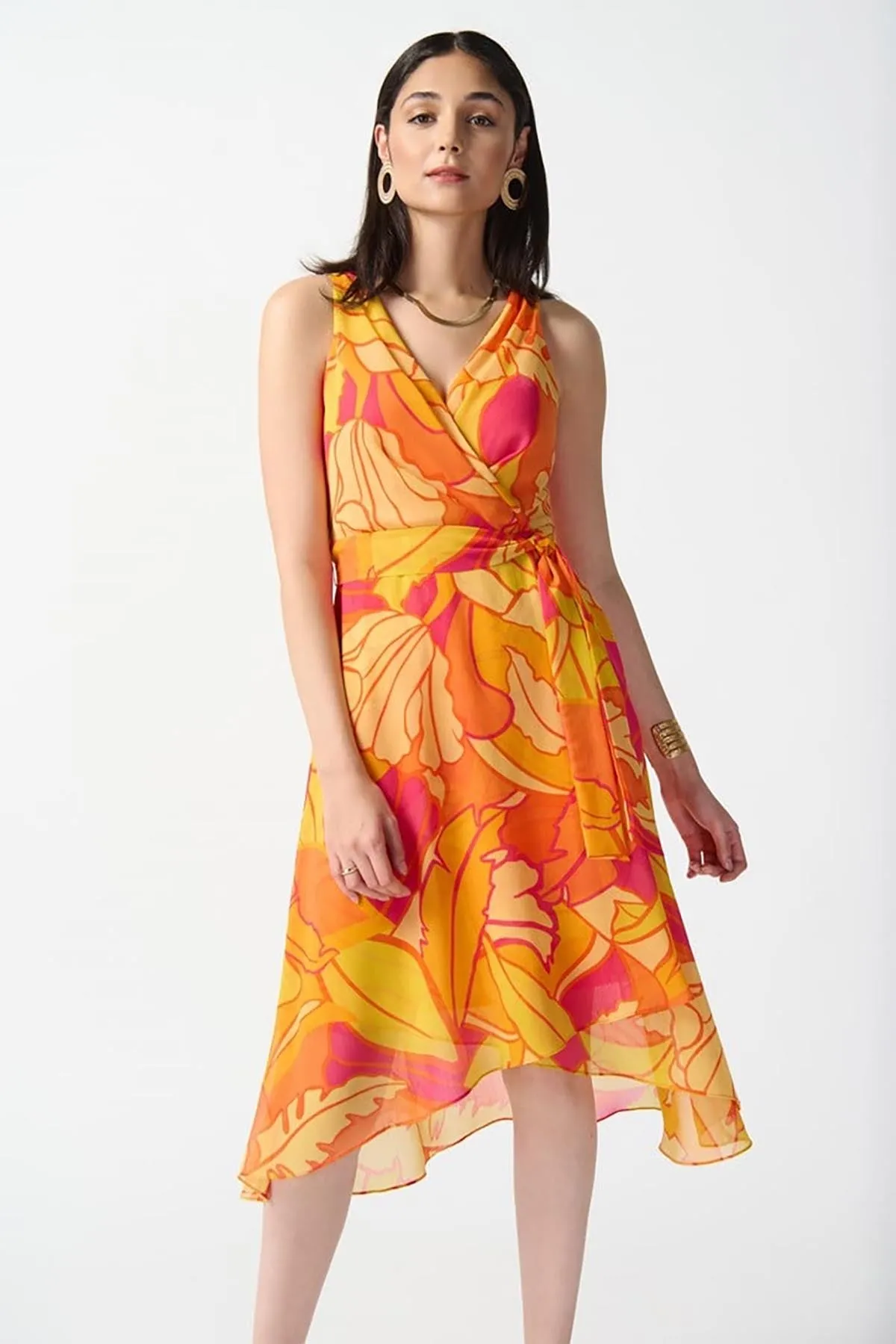 Chiffon Tropical Print Fit and Flare Dress sold by French Cuff