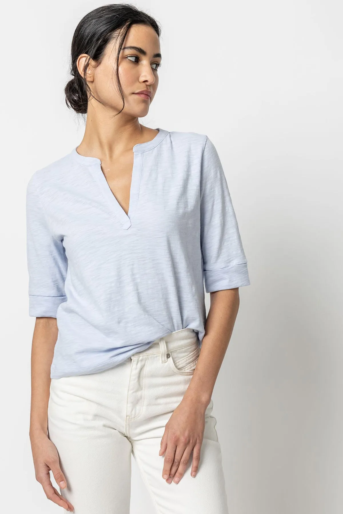 Elbow Sleeve Split Neck sold by French Cuff