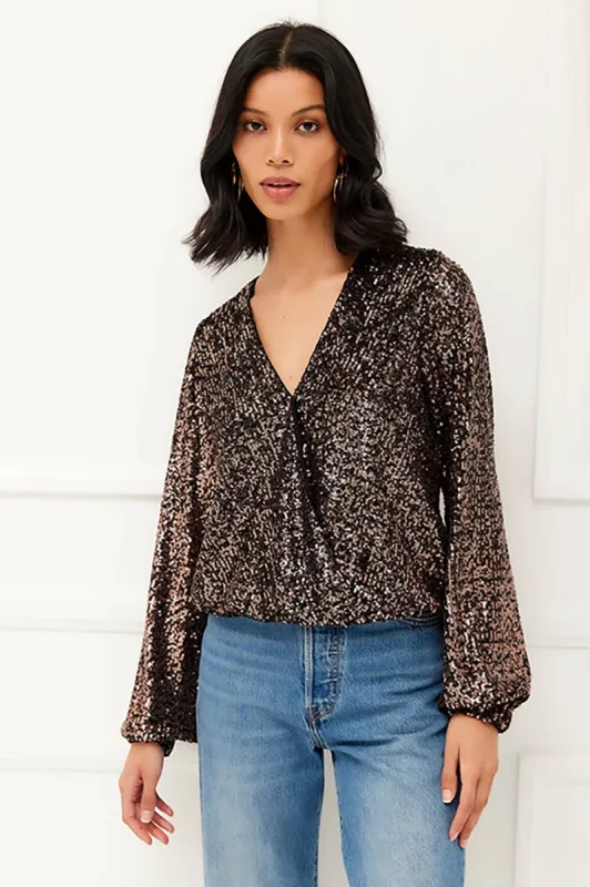 Sequin Wrap Top sold by French Cuff