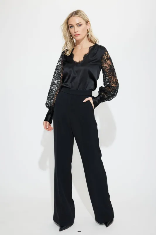 Carly Lace Combo Blouse- Black sold by French Cuff