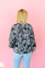 Long Sleeve Black/White Floral Print Top sold by French Cuff