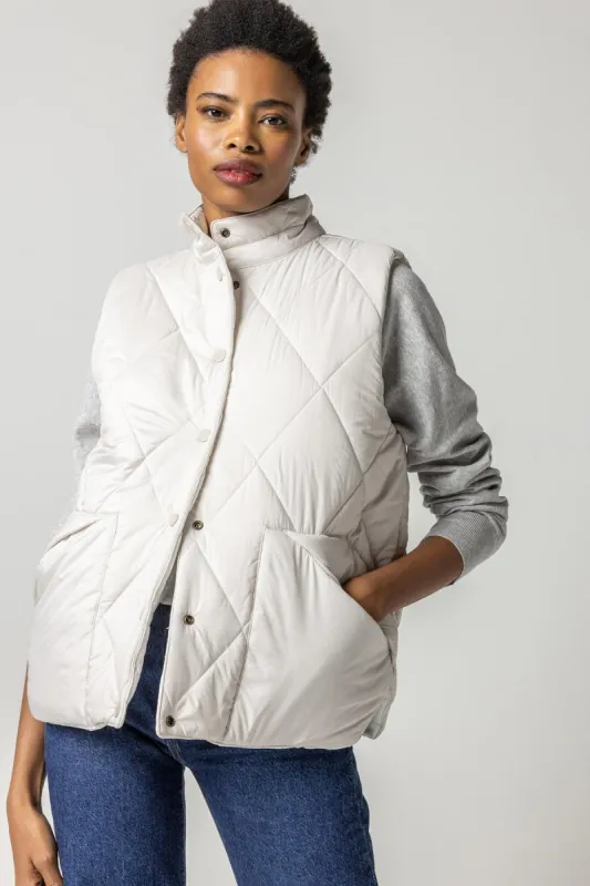 Reversible Snap Front Vest-Opal sold by French Cuff