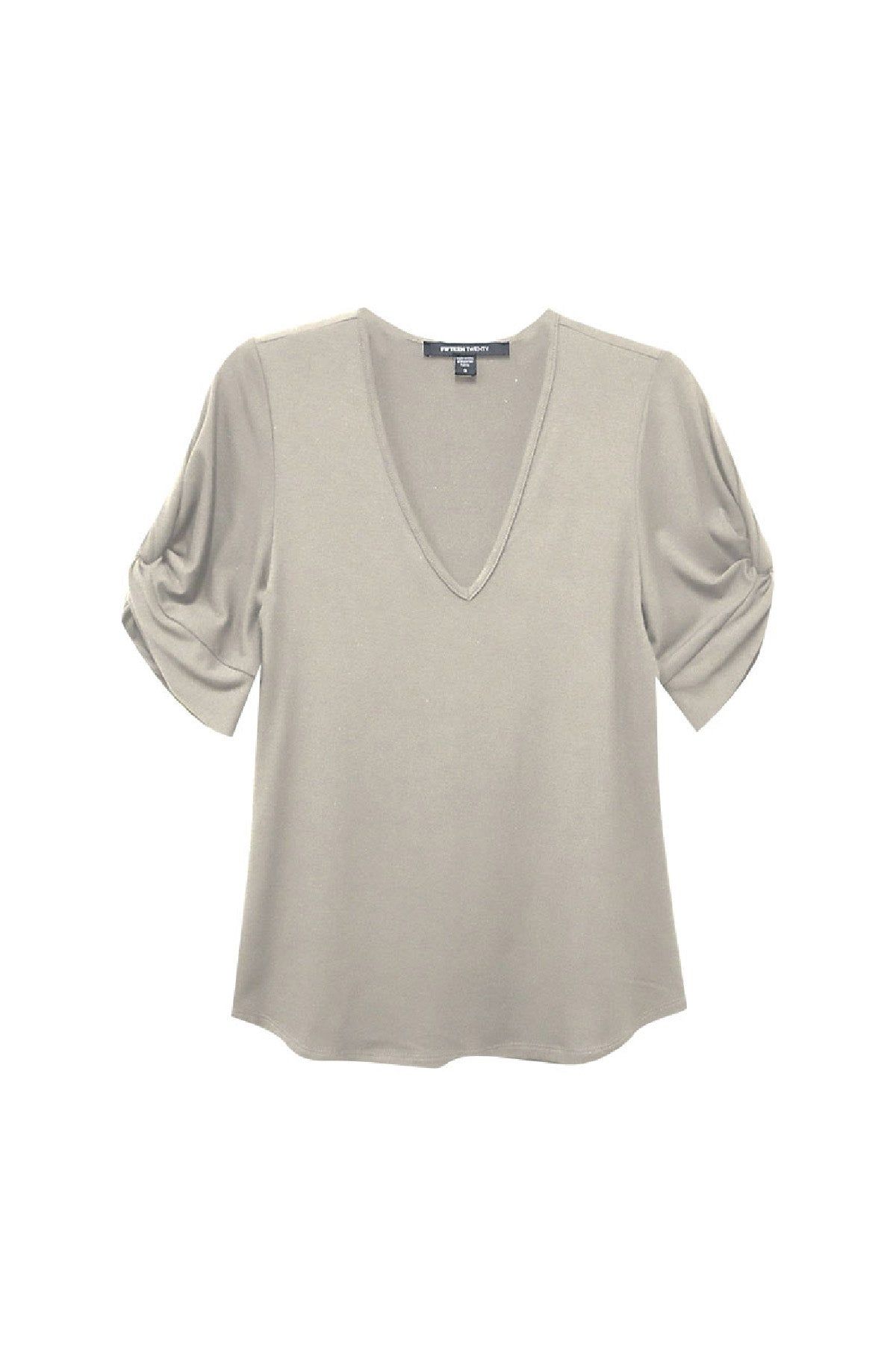 Twist Sleeve Top - Stone sold by French Cuff