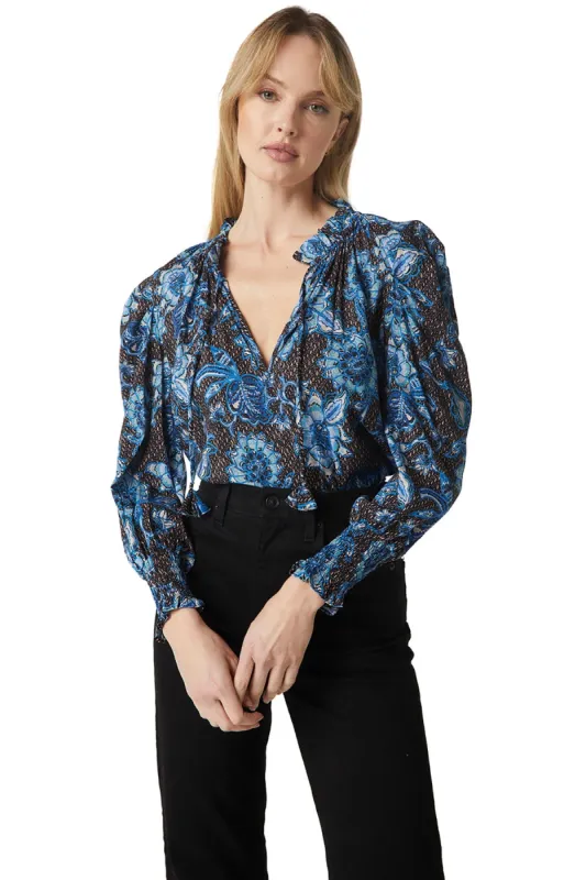 Siena Top-Blue Sunflower sold by French Cuff