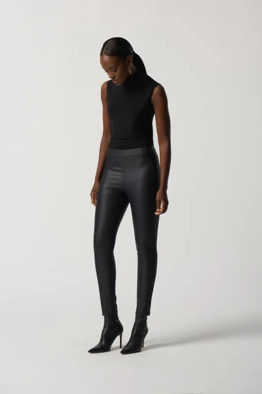 Leather Pant Button Detail-Black sold by French Cuff