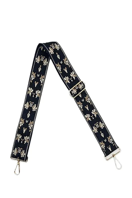 Floral Bag Strap - Navy/Black sold by French Cuff