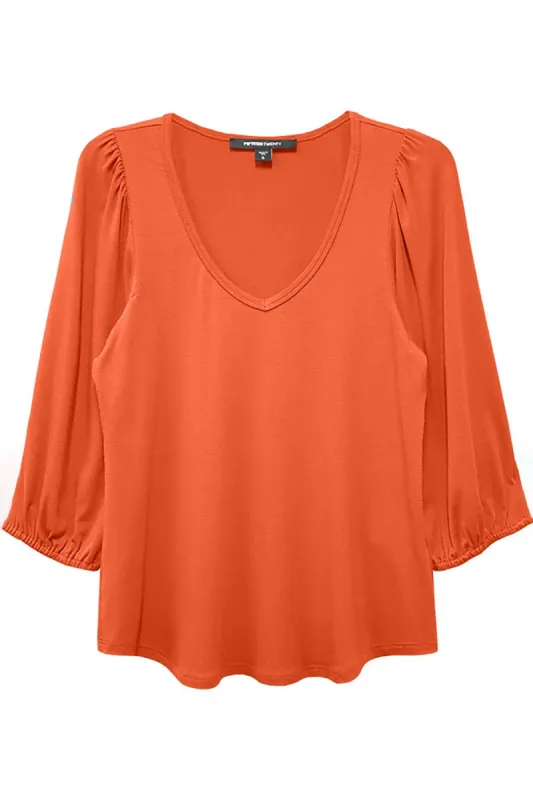 Shirred 3/4 Sleeve Top made by Fifteen Twenty