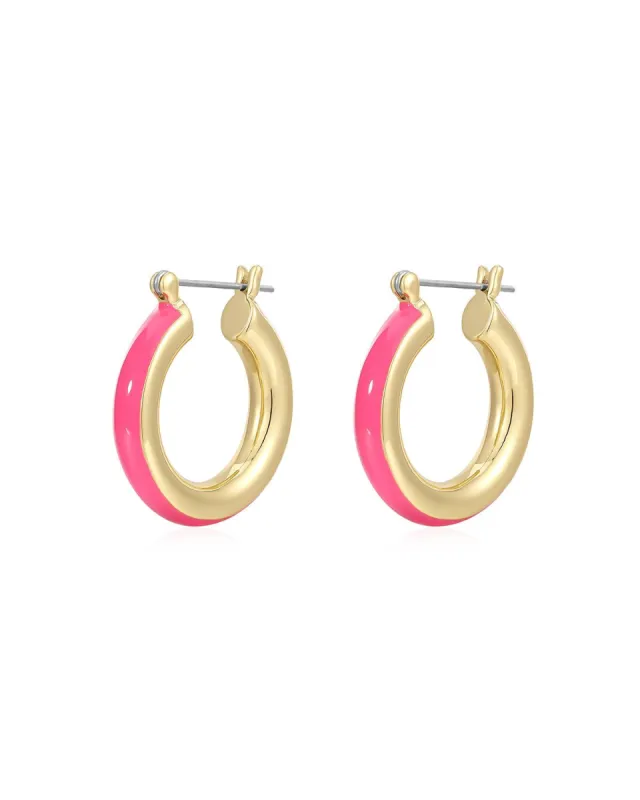 Stripe Baby Amalfi Hoops- Hot Pink/Gold made by French Cuff