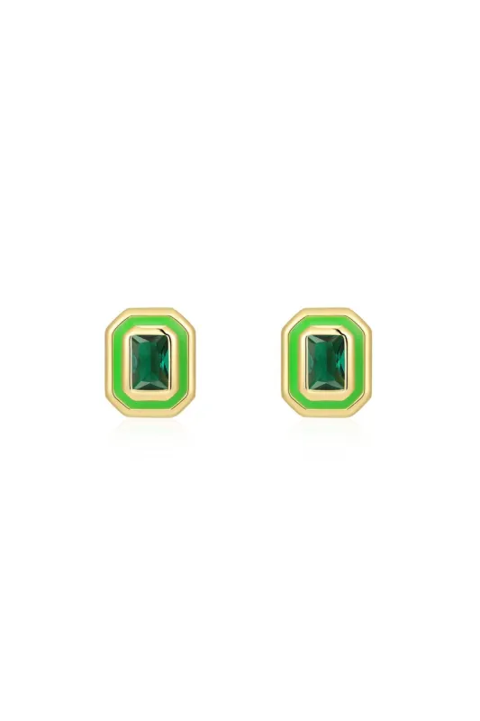 Bezel Studs-Bright Green/Gold sold by French Cuff