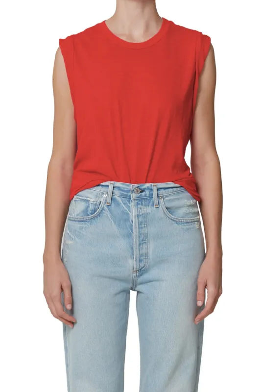 Kelsey Roll Sleeve Tee in Coral Balm sold by French Cuff