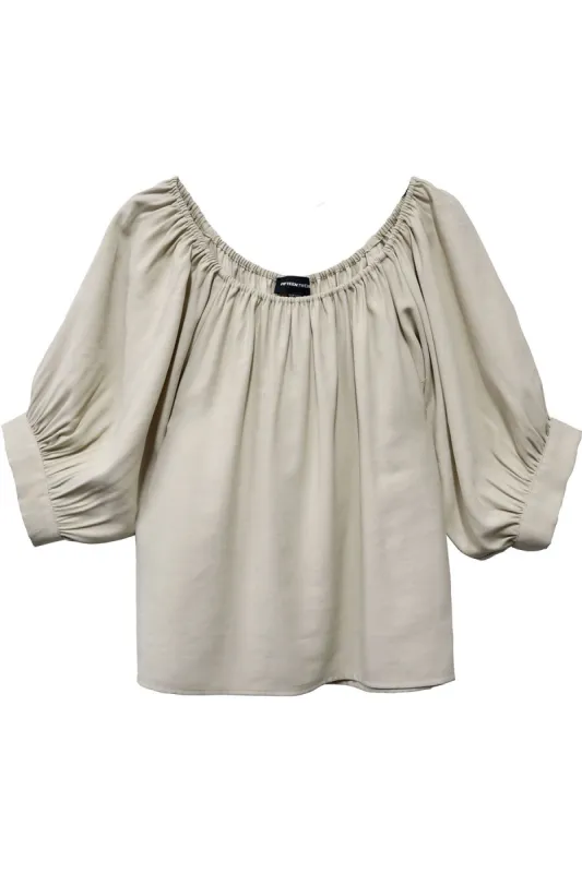 Short Sleeve Peasant Top - Ecru sold by French Cuff