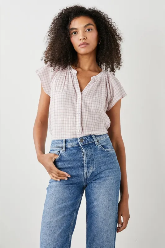 Alena Top - Soft Rose Check sold by French Cuff