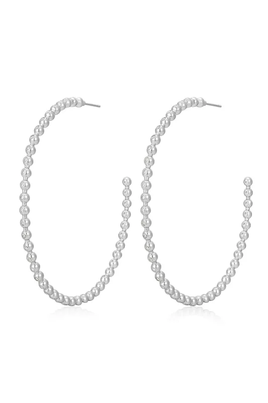 Pave Ball Chain Hoops - Silver sold by French Cuff