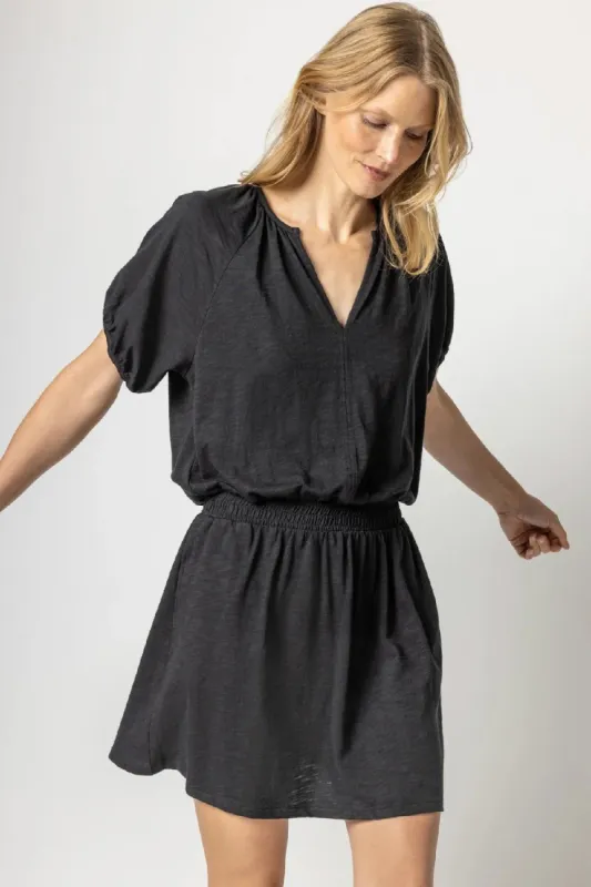 Elastic Waist Split Neck Dress sold by French Cuff