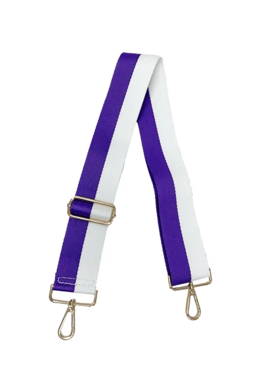 Double Stripe Strap - Purple/White - Gold Hardware sold by French Cuff