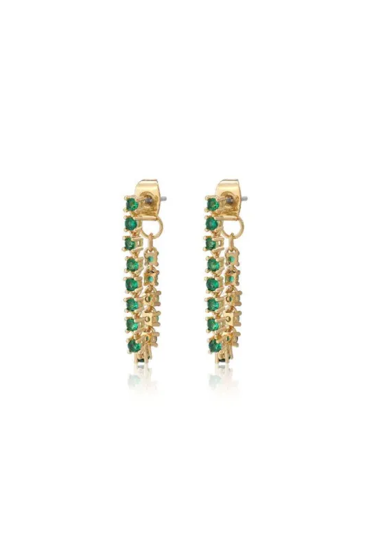 Ballier Chain Studs - Green Emerald/Gold sold by French Cuff