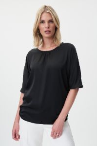 Silky Short Sleeve Blouse - Black sold by French Cuff