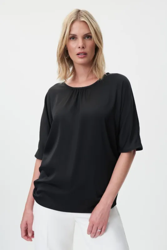 Silky Short Sleeve Blouse - Black sold by French Cuff