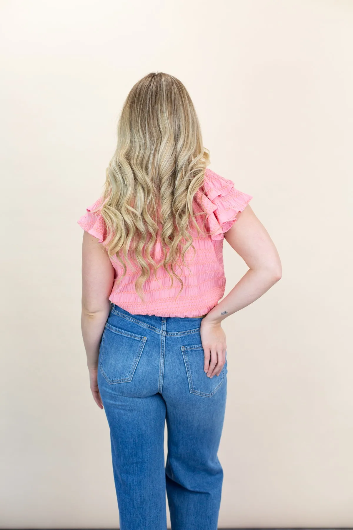 Textured Striped Pink Top sold by French Cuff product image thumbnail 3