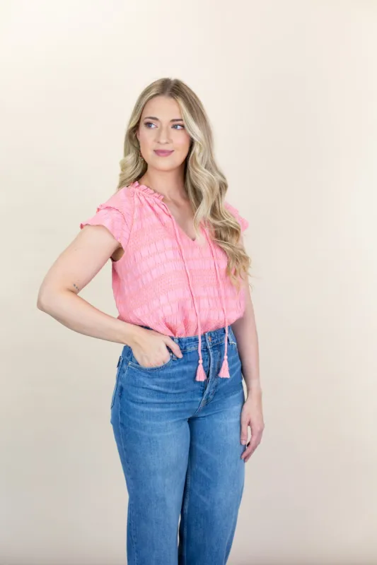 Textured Striped Pink Top sold by French Cuff