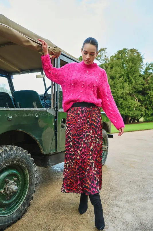 Plisse Floral Gem Skirt sold by French Cuff