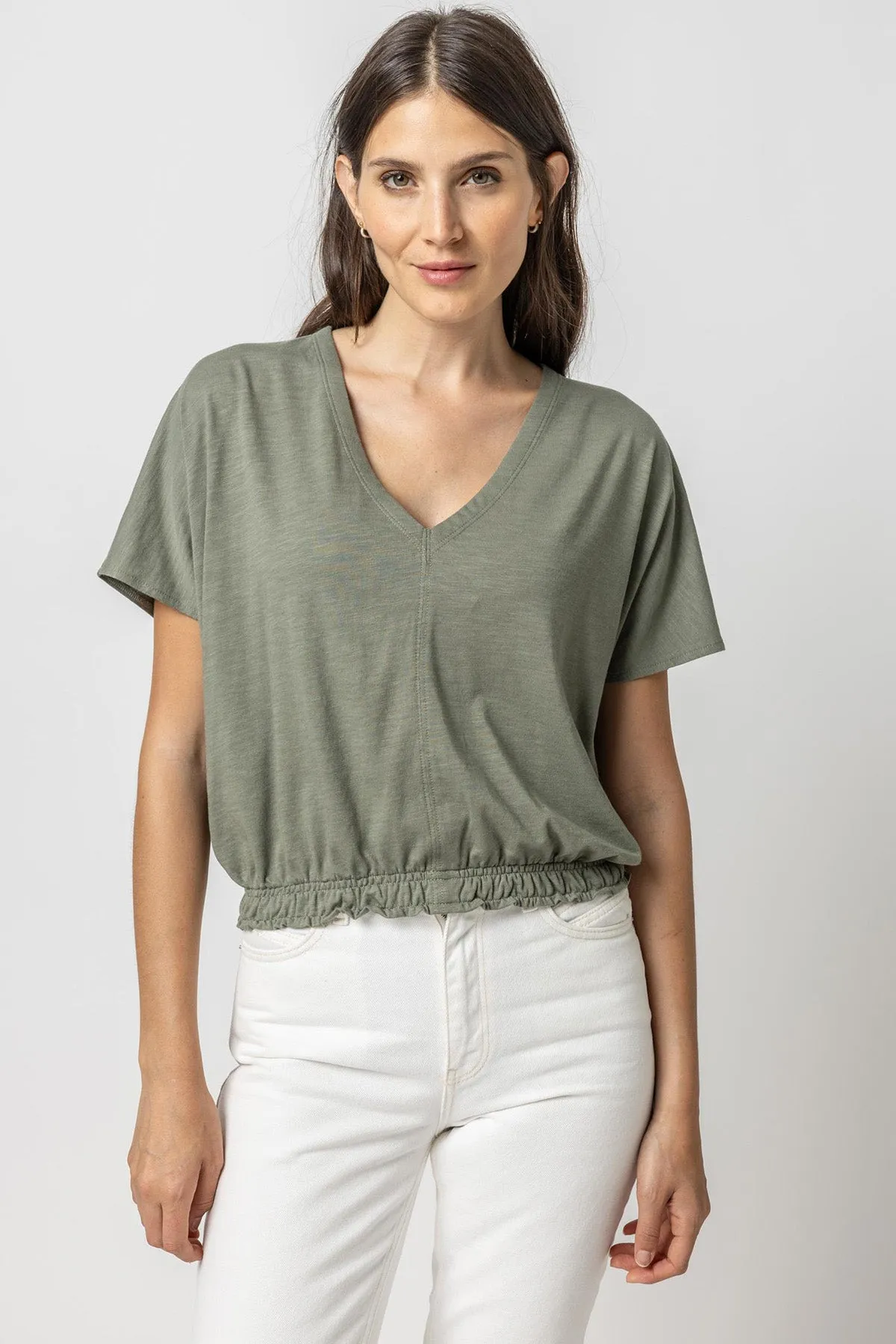 Elastic Hem V-Neck Dolman sold by French Cuff