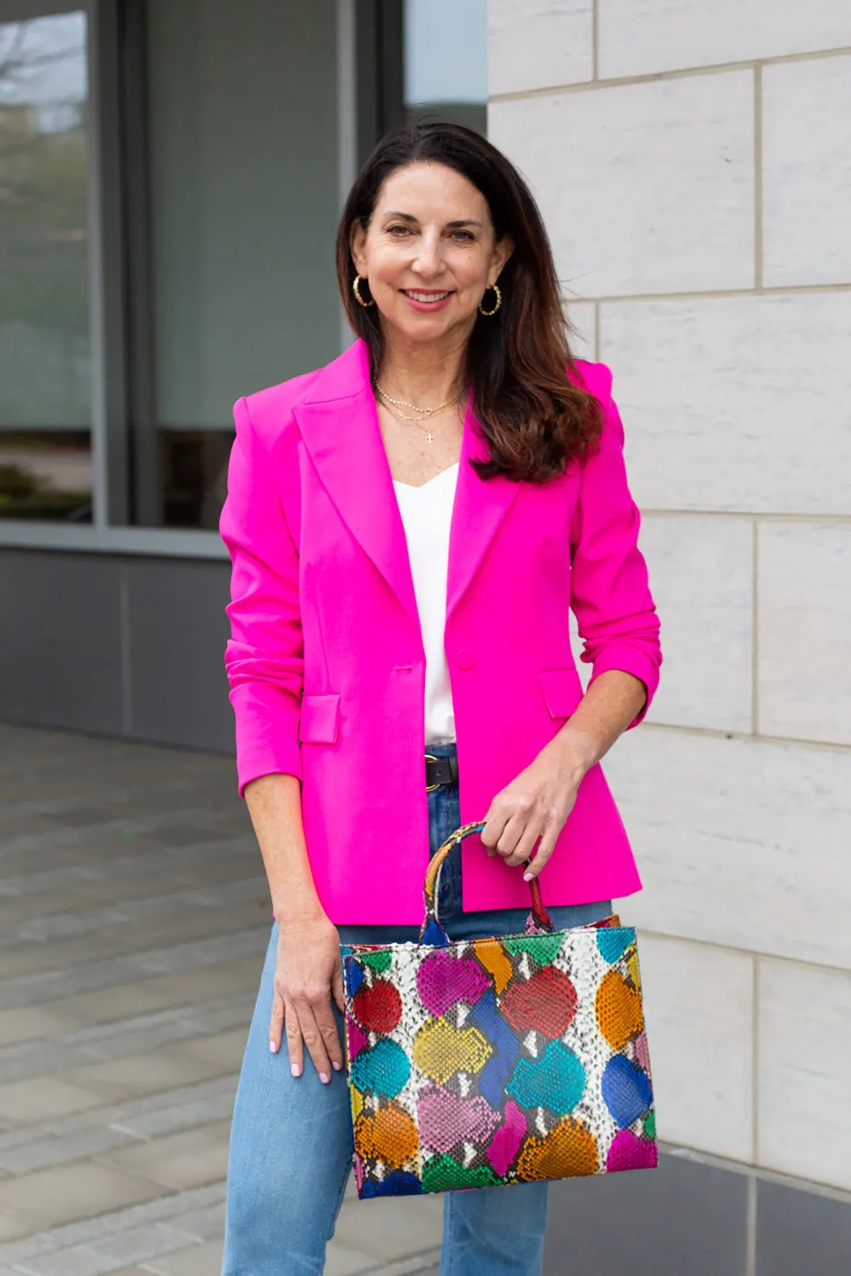 Aimee Crepe Blazer - Magenta sold by French Cuff