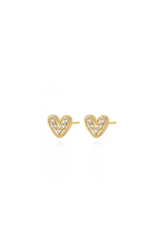 Nia Pave Heart Studs sold by French Cuff
