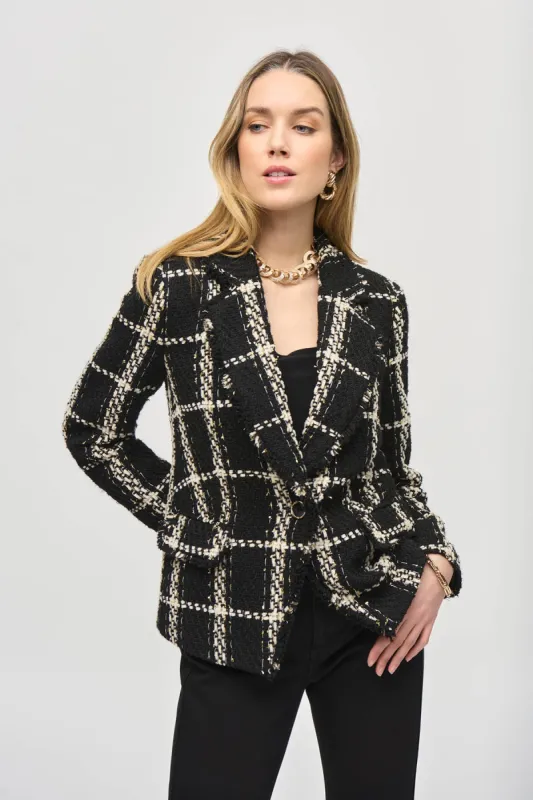 Plaid Bouclé Blazer With Pockets sold by French Cuff