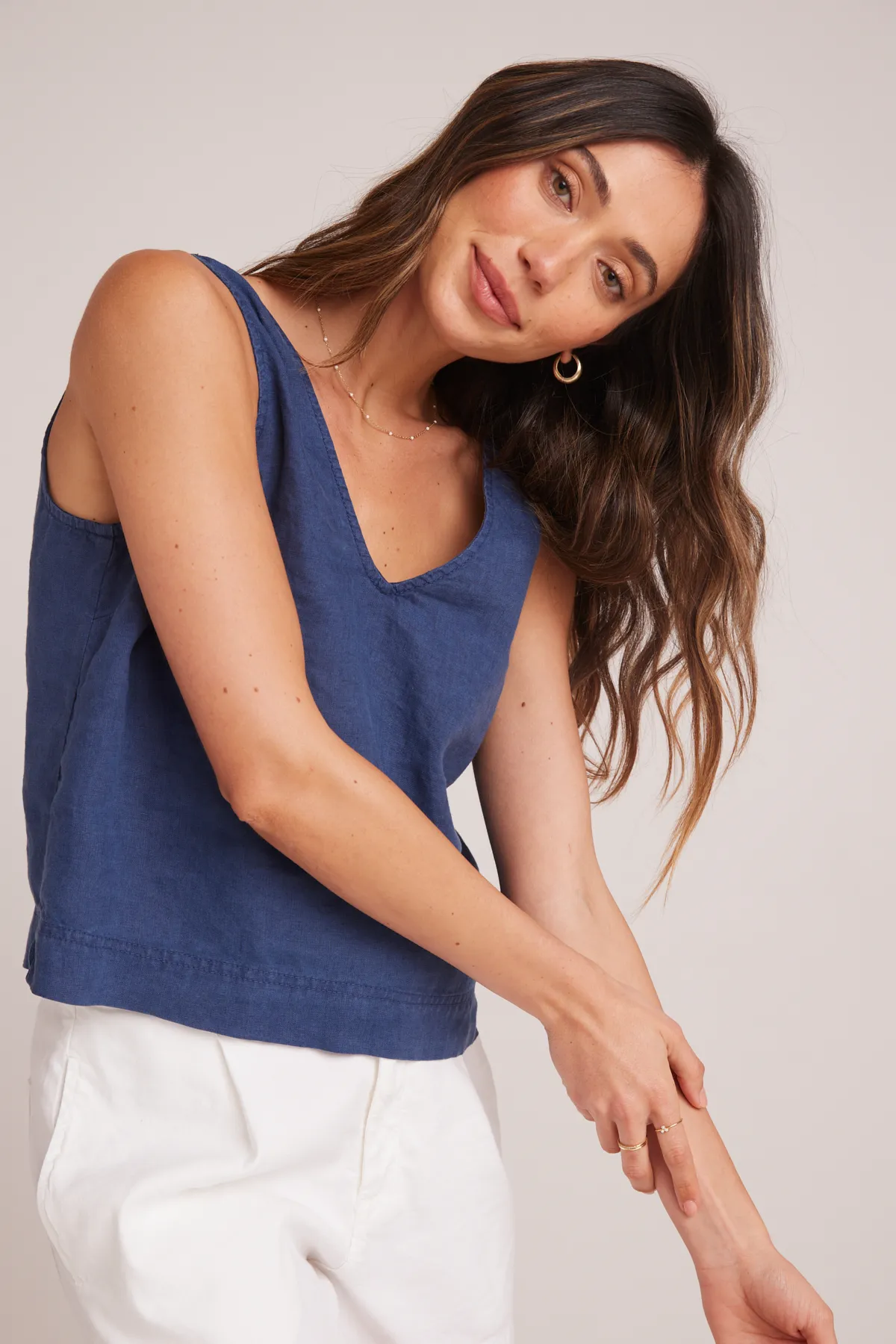 Sleeveless Button Back V-Neck Top sold by French Cuff