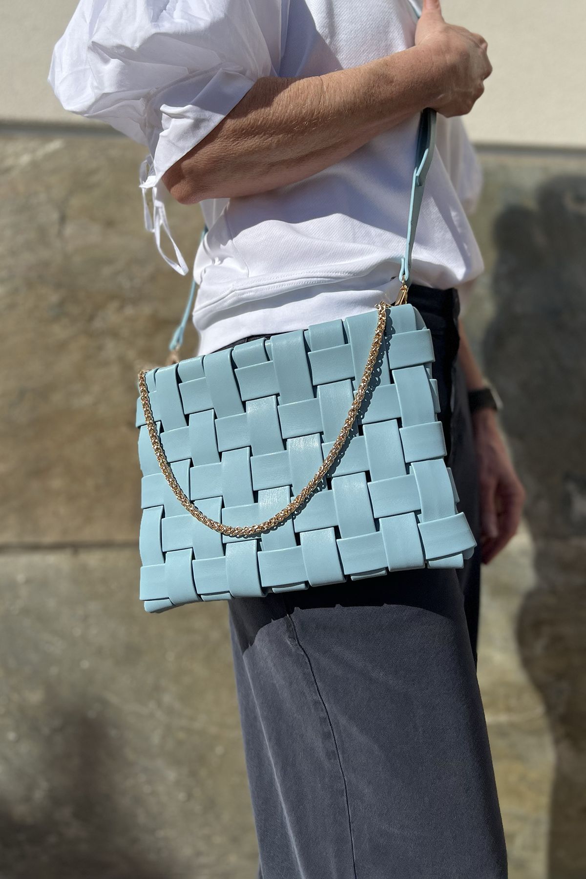 Lindy Clutch Woven Large - Sky Blue sold by French Cuff product image thumbnail 2