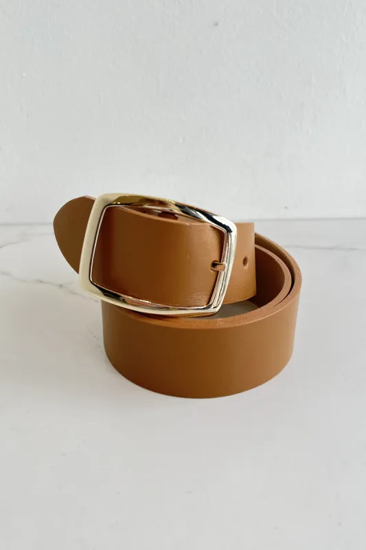 Tan Belt with Gold Buckle sold by French Cuff