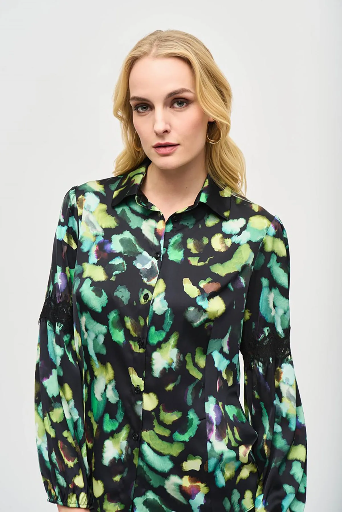 Satin Abstract Print Button-Down Blouse sold by French Cuff product image thumbnail 2