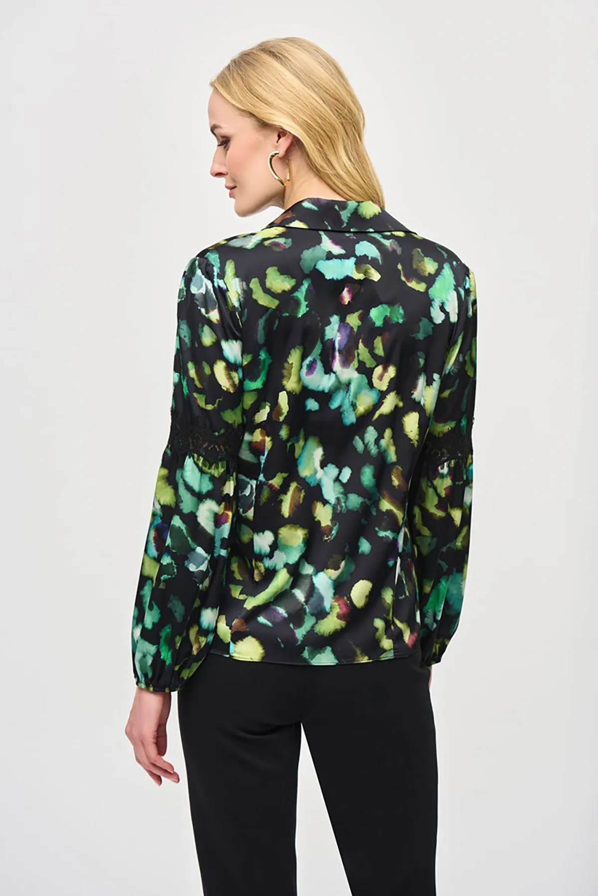 Satin Abstract Print Button-Down Blouse sold by French Cuff product image thumbnail 3