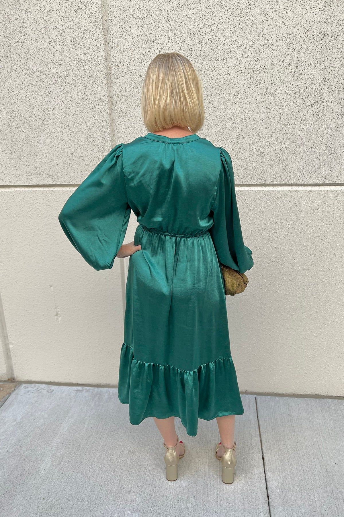 Satin Balloon Sleeve Midi Dress sold by French Cuff product image thumbnail 4