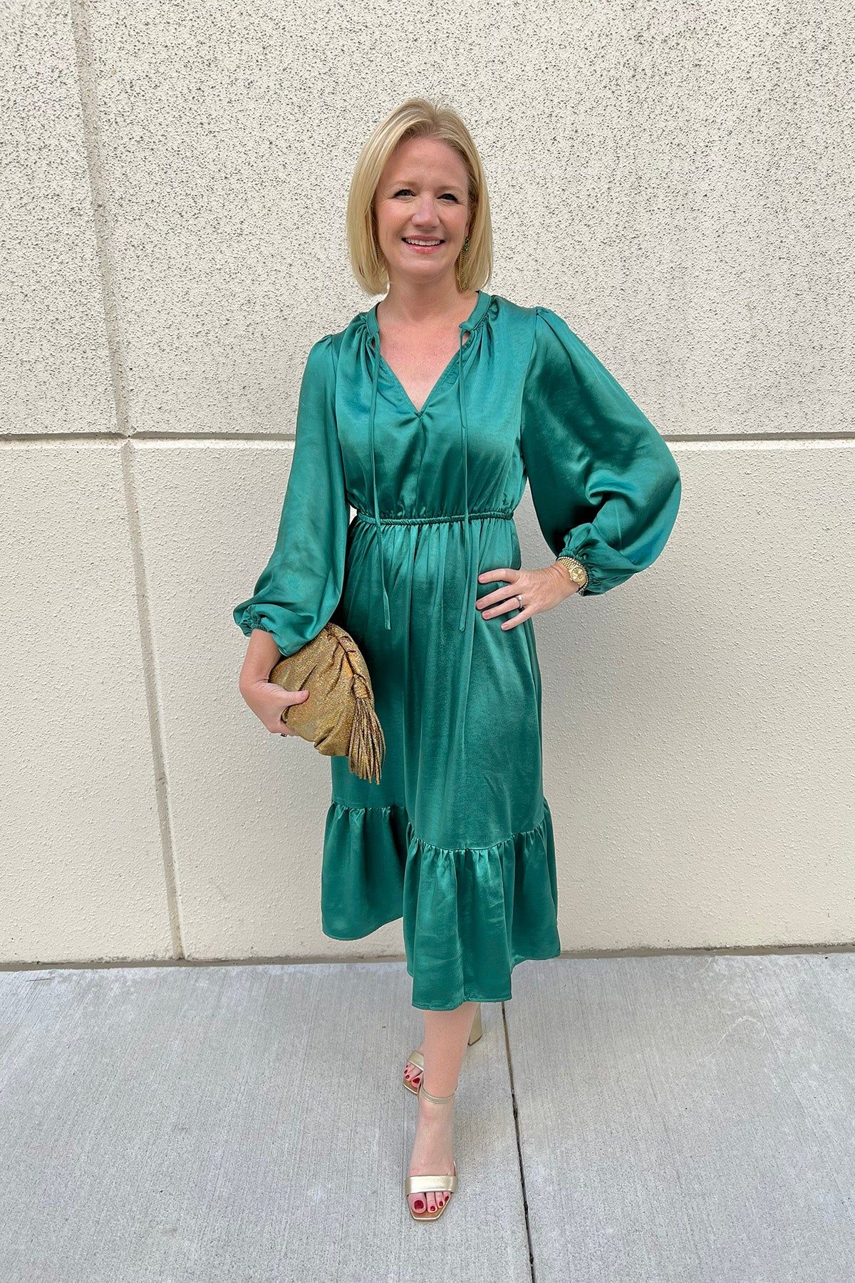 Satin Balloon Sleeve Midi Dress sold by French Cuff product image thumbnail 2