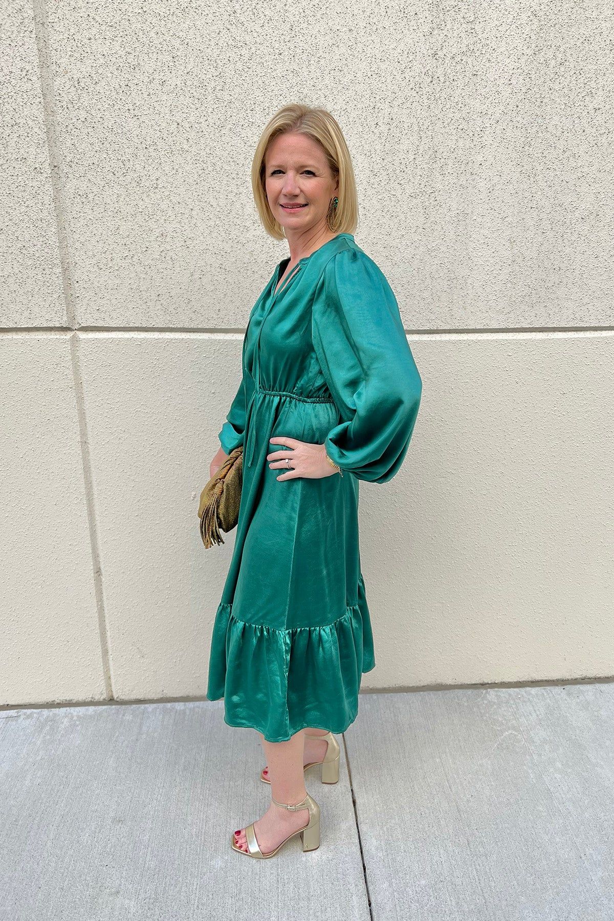 Satin Balloon Sleeve Midi Dress sold by French Cuff product image thumbnail 3