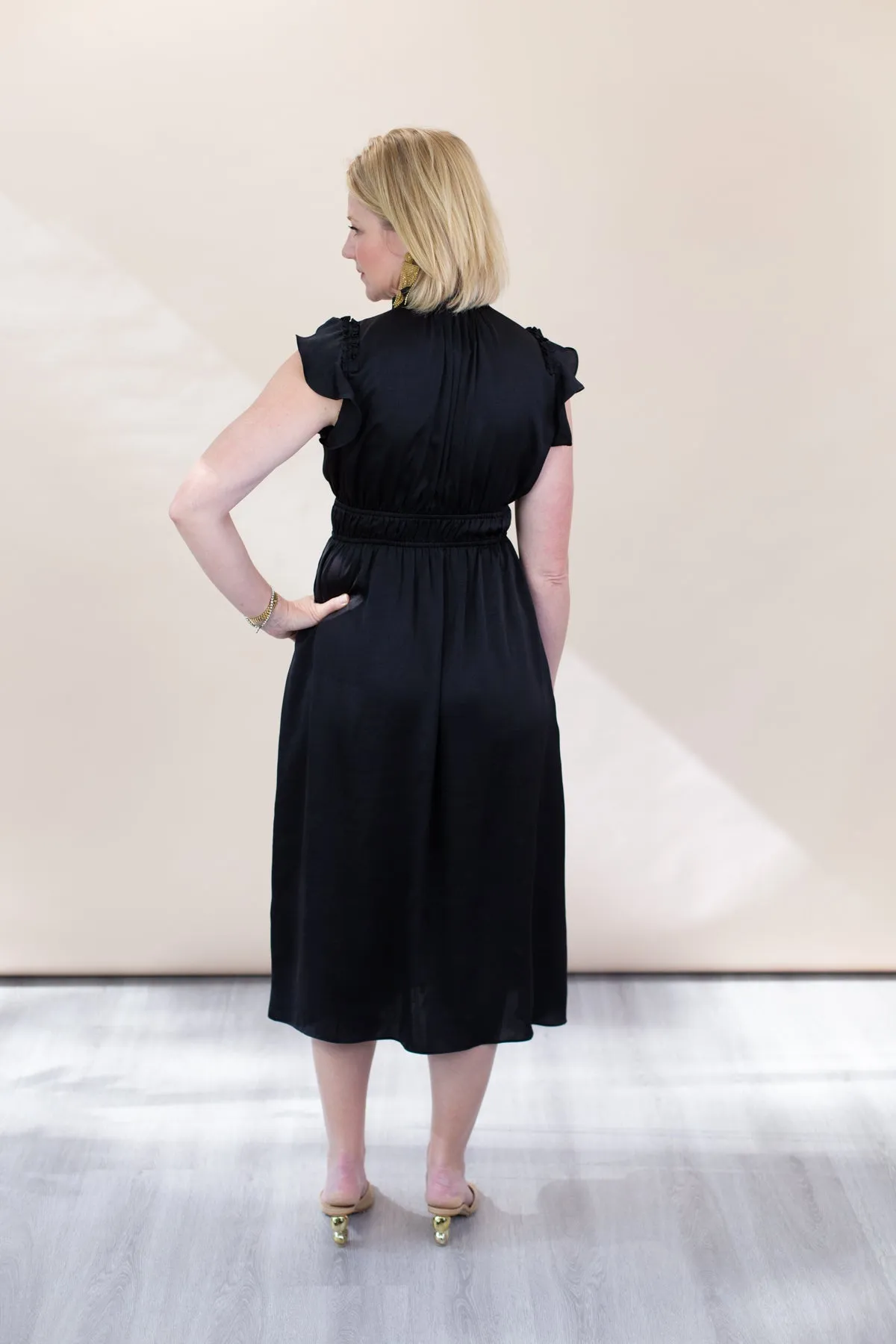 Black Midi Silky Dress sold by French Cuff product image thumbnail 2
