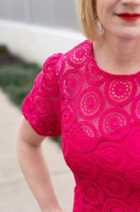 Short Puff Sleeve Lace Dress sold by French Cuff