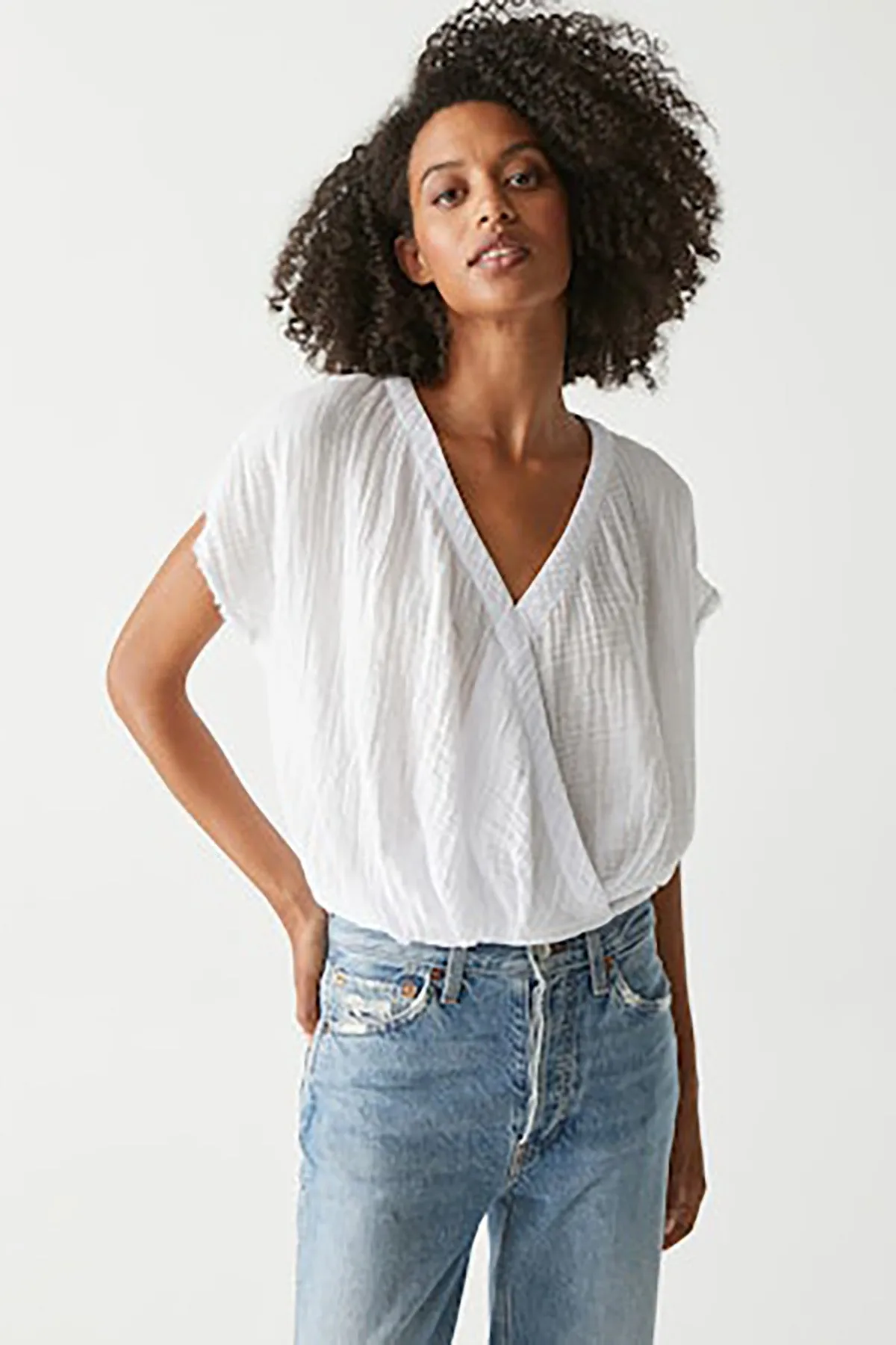 Evie Faux Wrap Top sold by French Cuff