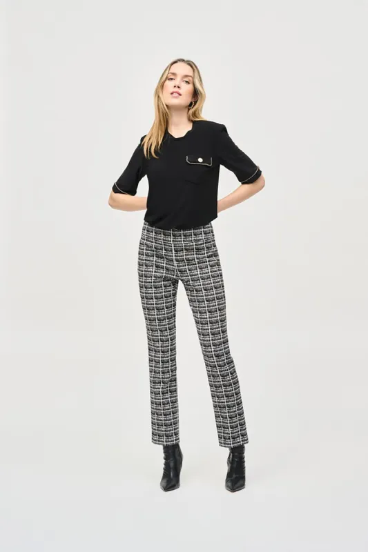 Jacquard Plaid Straight Pull-On Pants sold by French Cuff
