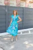 Blue Floral Midi Dress sold by French Cuff